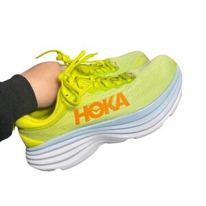 HOKA Bondi 8 Mens Road Running Shoes Evening Primrose Scuba Blue Size 9.5D